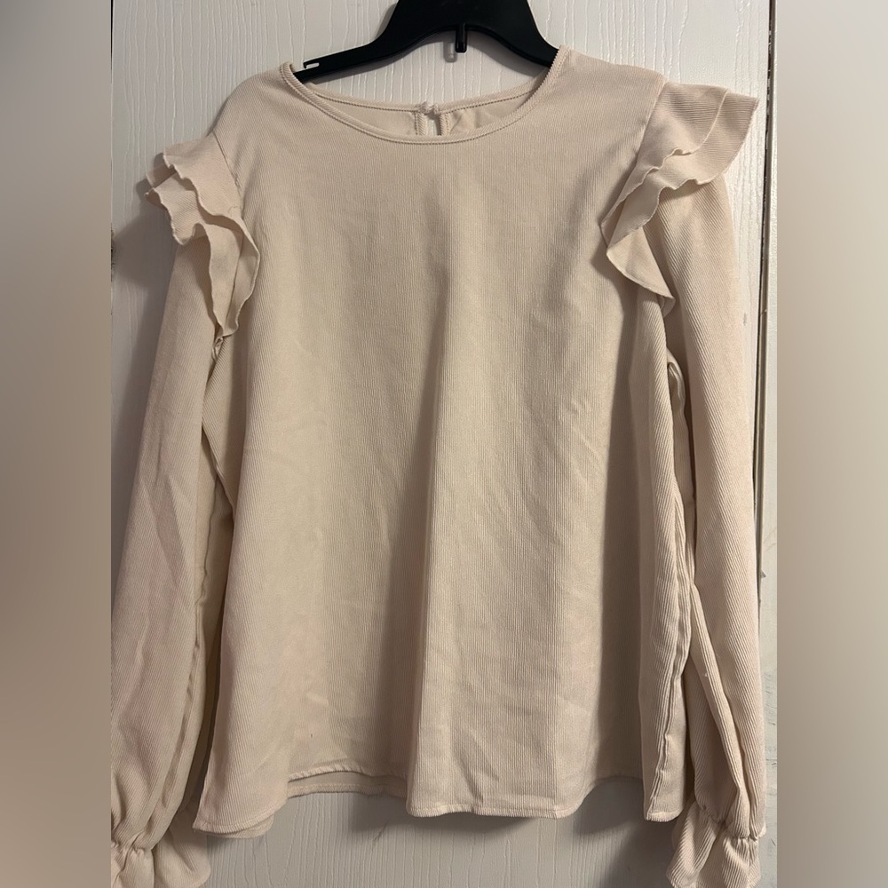 SHEIN Cream Ruffled Blouse
